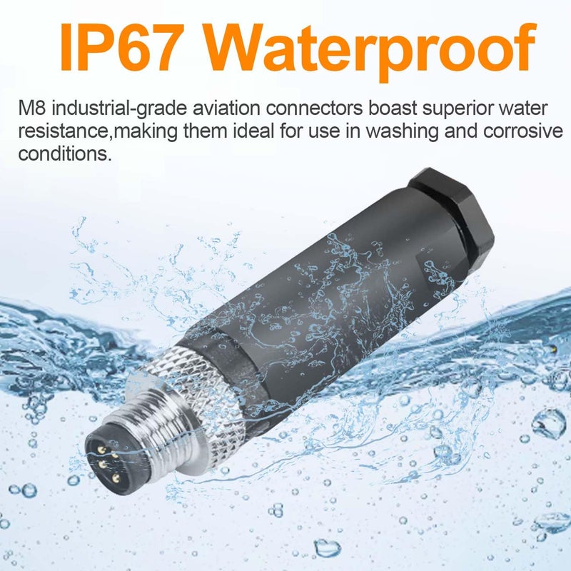 PklzNet 10Pcs M8 4-Pin Male Aviation Connector, Industrial 8mm A-Coded Field Assembly Plug, IP67 Waterproof, for Industry Automation and Panel Sensors. - Image 2